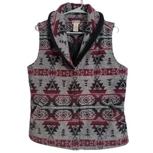 Duluth Aztec Women's Sherpa Vest Festive Southwest Lined Size Medium Sleeveless